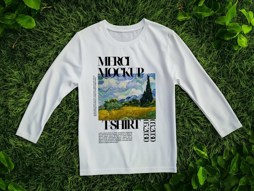 T-shirt Blank White Mockup Background Grass