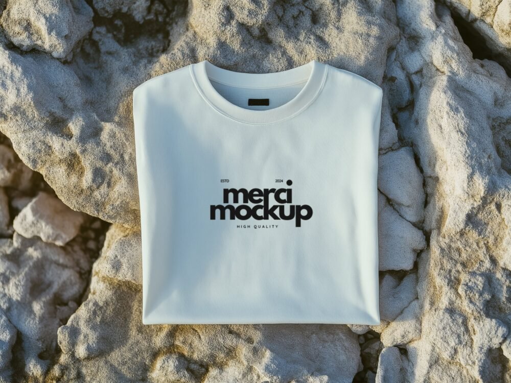 T-shirt Blank White Mockup Background Rock